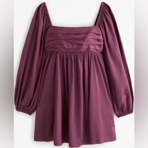 Abercrombie Emerson Satin Long-Sleeve Mini Dress dark purple sz small tall